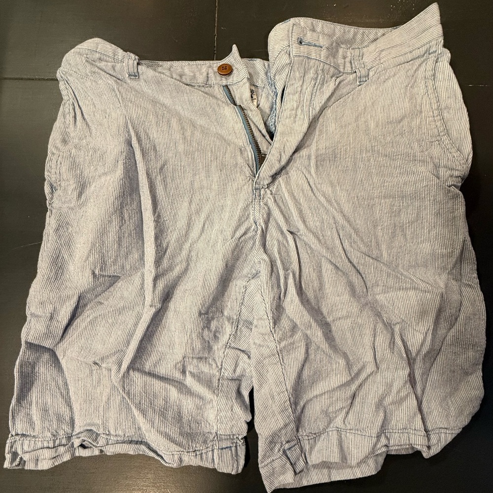Tommy Bahama Shorts Mens 32 Linen Blend Gray Pockets Vacation Pinstripe Casual